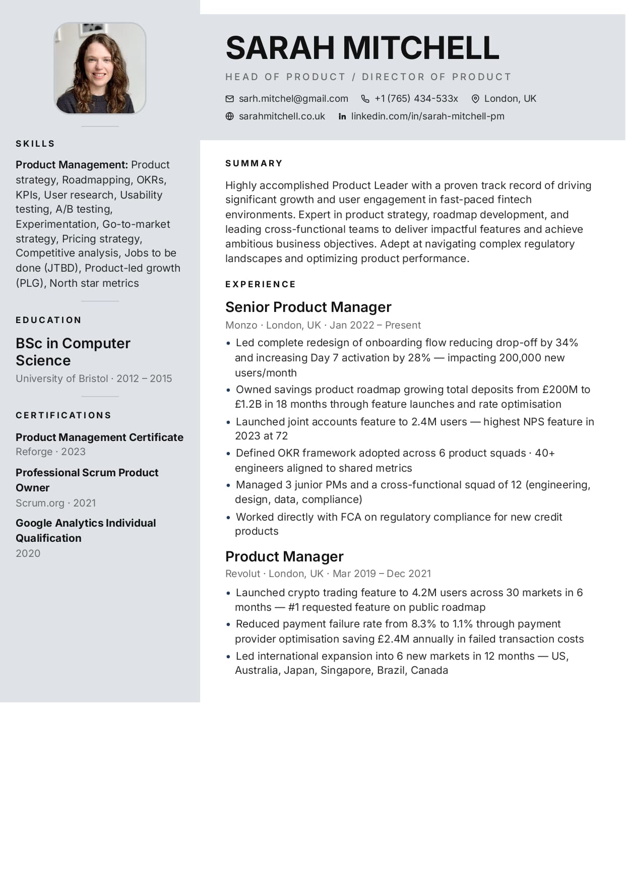 Clean Sidebar resume template Clean Sidebar resume template