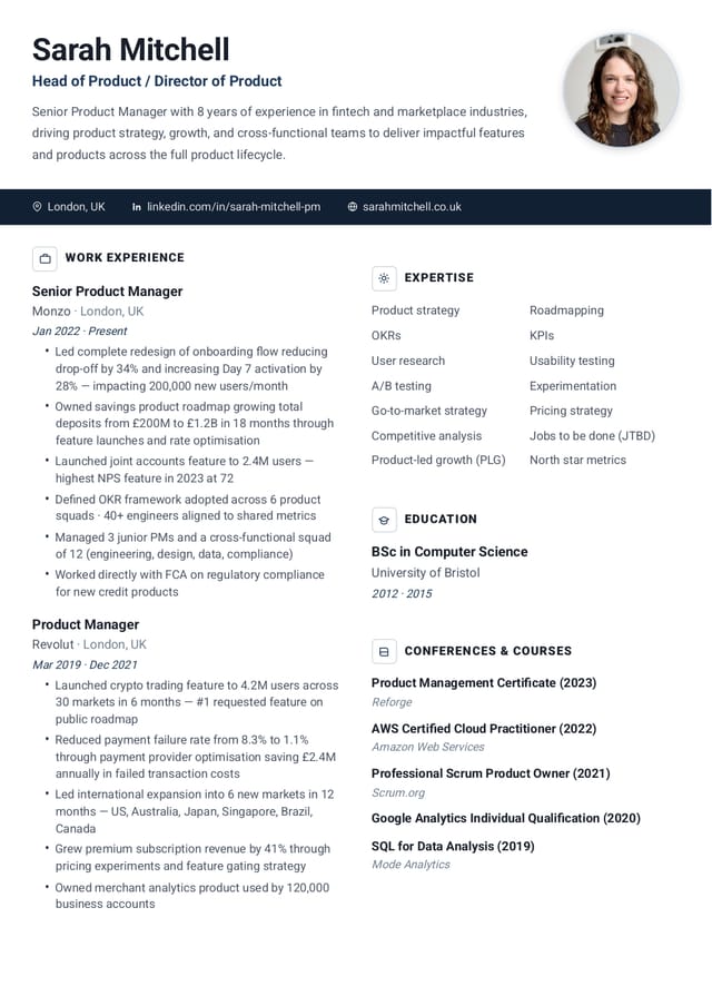 Executive Pro resume template preview Executive Pro resume template preview